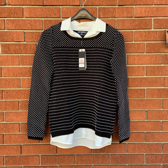 KARL LAGERFELD  DOTTED STRIPE SWEATER - Picture 1 of 5